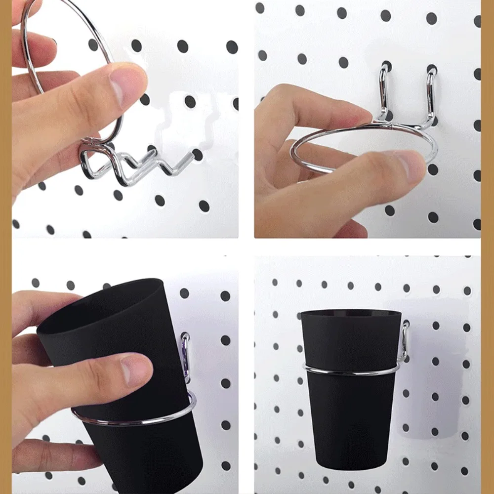 6 Sets Pegboard Hooks with Pegboard Cups Ring Style Hooks for Pegboard Cups Holder for Organizing Accessories Tools