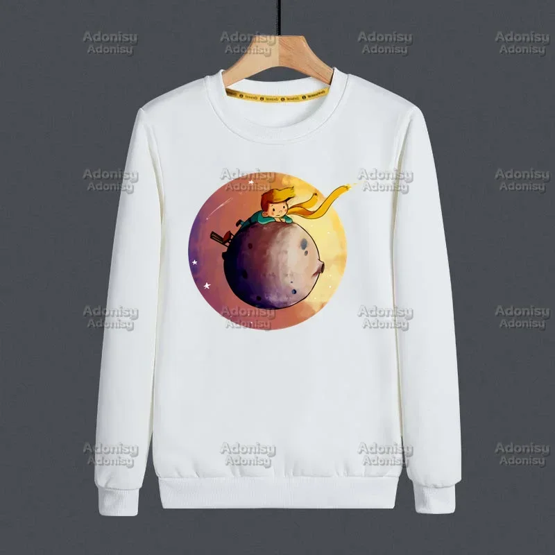 Little Prince Graphic Earth Space Harajuku Kawaii Hoodies Sweatshirts Men Women White Color Autumn Winter Hoodie Male Casual Top