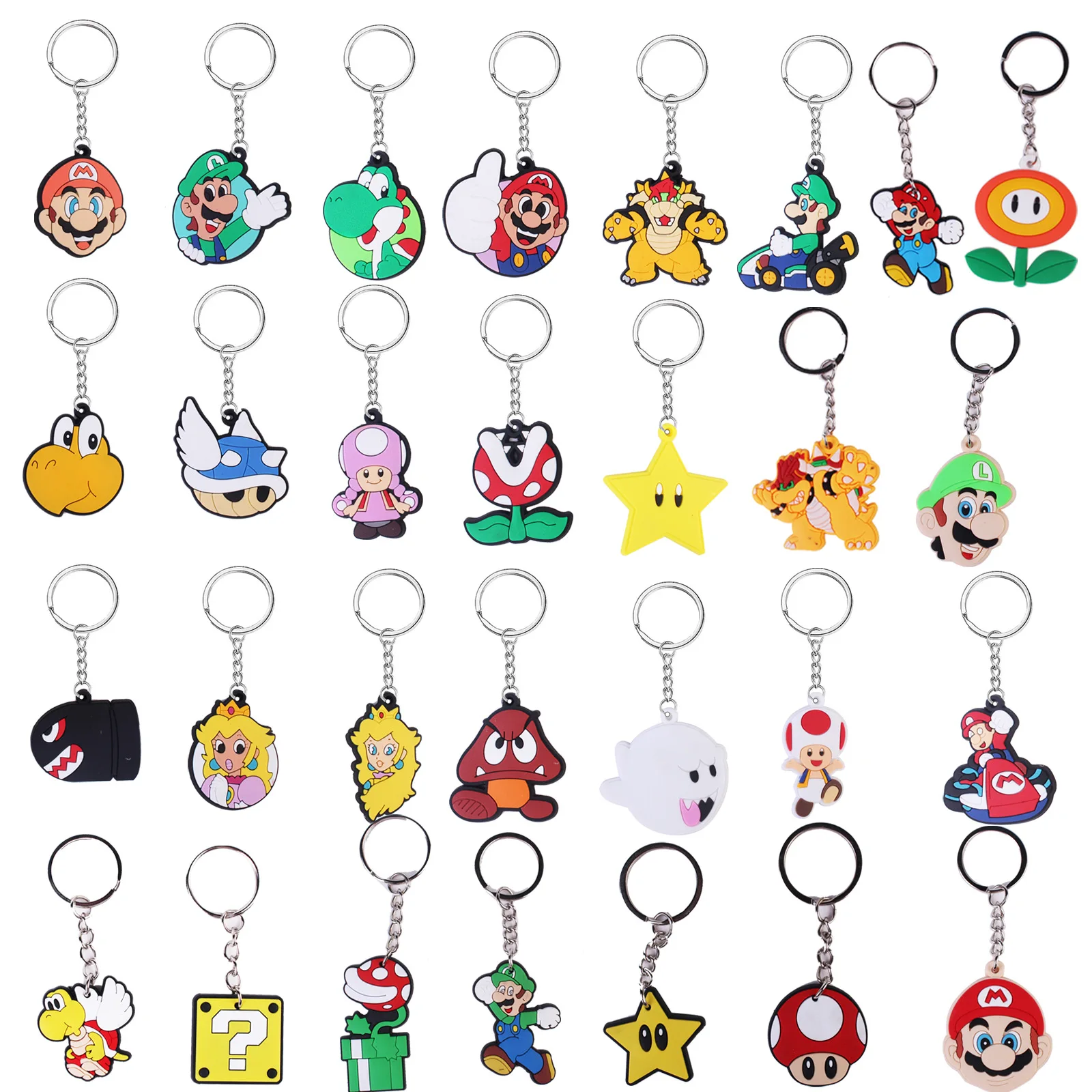 New 41 Styles Super Mario PVC Keychain Cartoon Anime Figure Schoolbag Car Key Bag Pendant Decoration Doll Kids Women X-mas Gifts