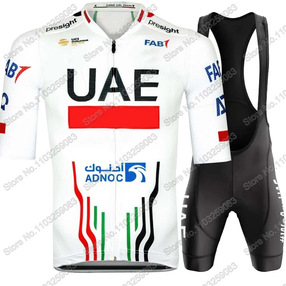 UAE Team 2024 Cycling Jersey Set Slovenia Portugal White Black Clothing Road Shirts Suit Bicycle Bib Shorts MTB Maillot Culotte