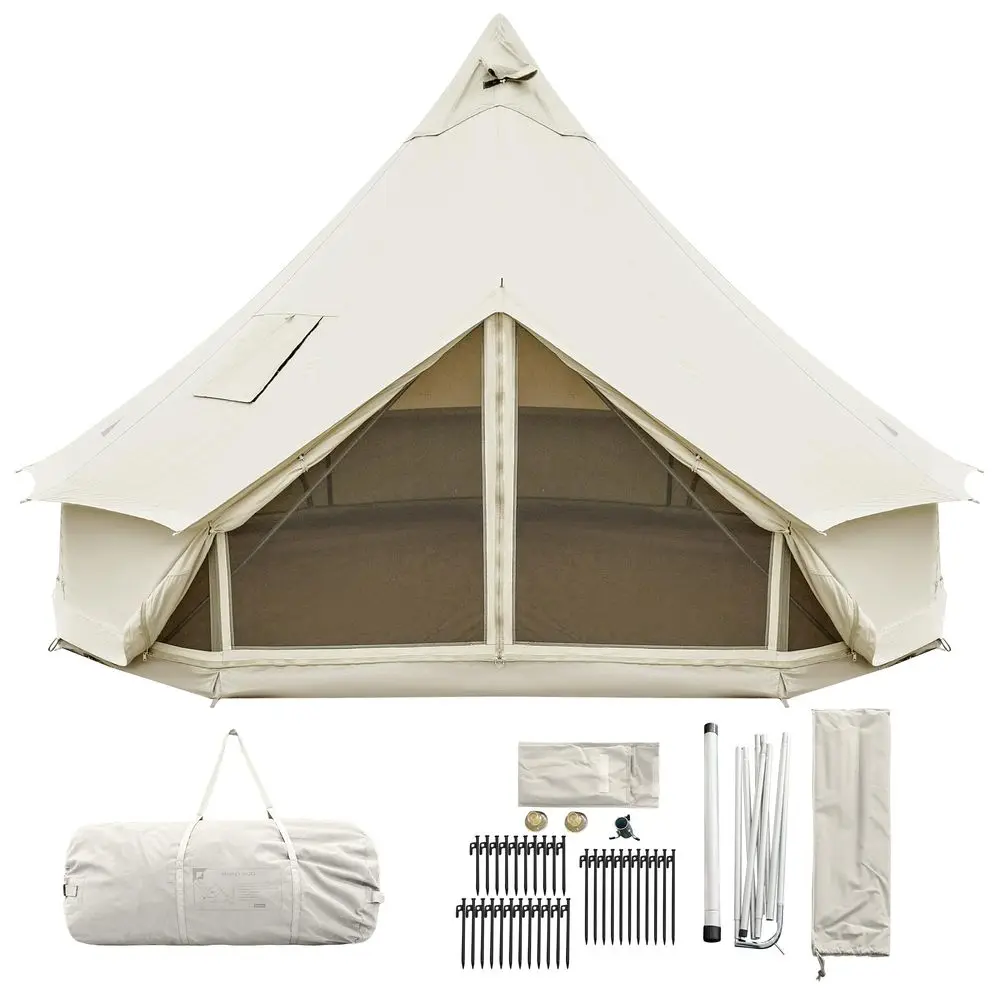 

Canvas Bell Yurt Tents, 4 Seasons Large Waterproof amp Windproof Luxury Glamping Tent w Stove Jack for Family Outdoor Camping,