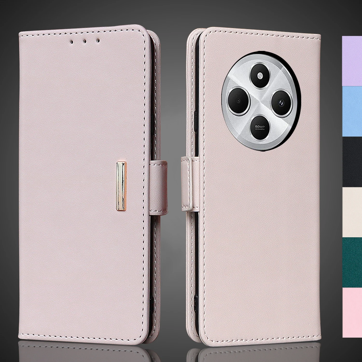 

Magnetic buckle Leather Case for Xiaomi Redmi 14C / POCOPHONE POCO C75 Wallet RFID BLOCKING Flip Cover Simple Fundas Coque
