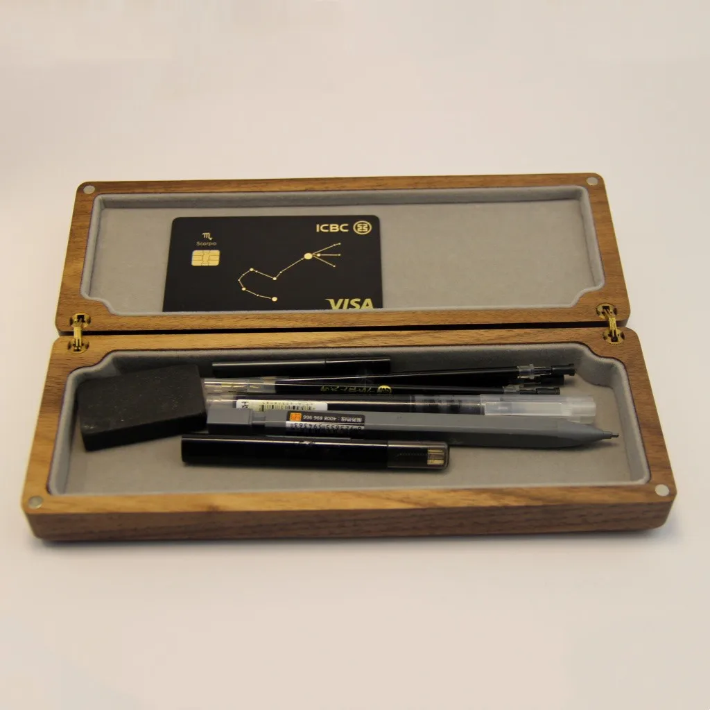 

North American Bla Walnut Pen Pencil Storage Box Wood Stationery Display Case Calliaphy Bru Storage Box Desktop O...