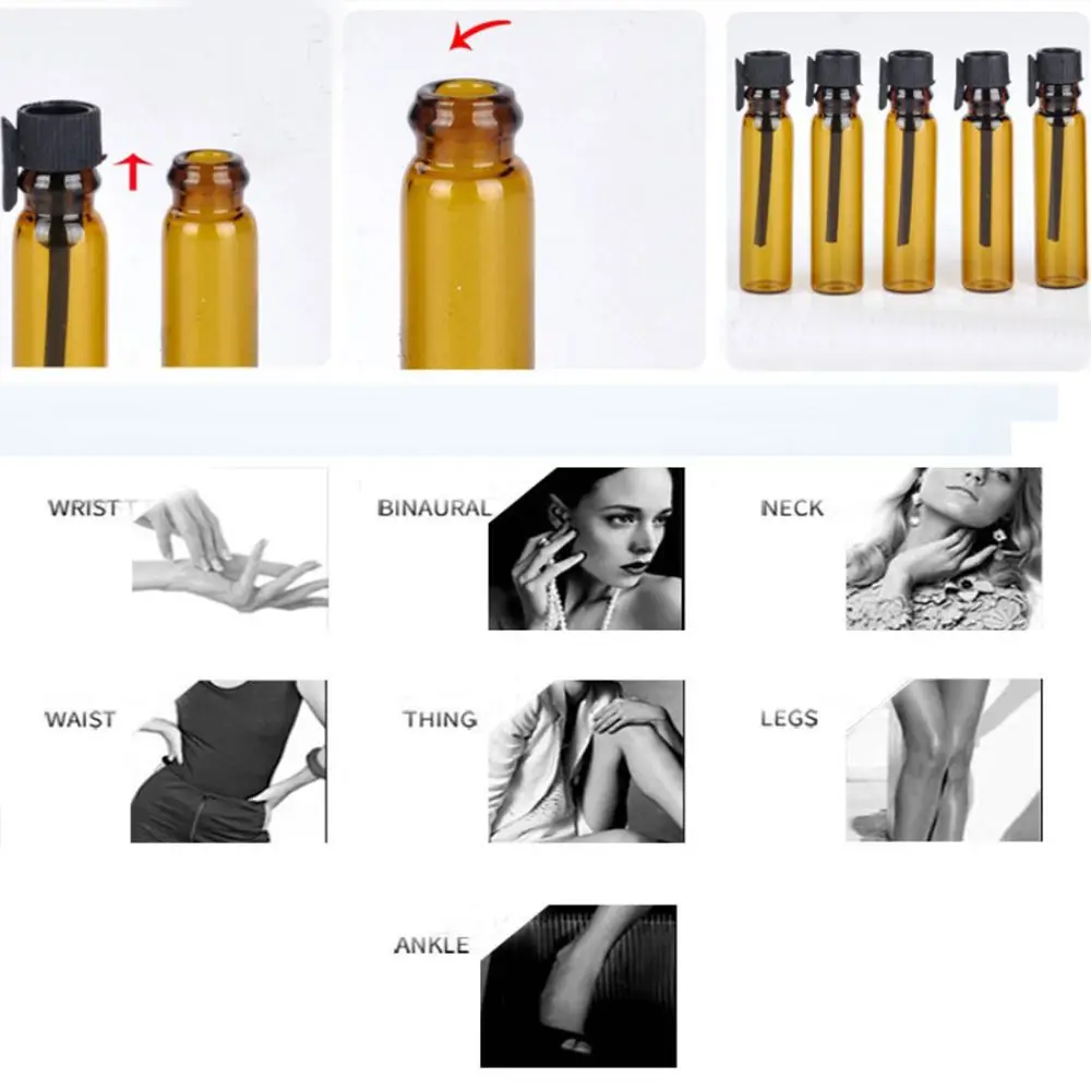 Vial Aromatherapy oil Tester Perfume Tube Leak-proof Perfume Bottle Refillable Bottle Empty Bottle Tube Mini Dropper Bottles