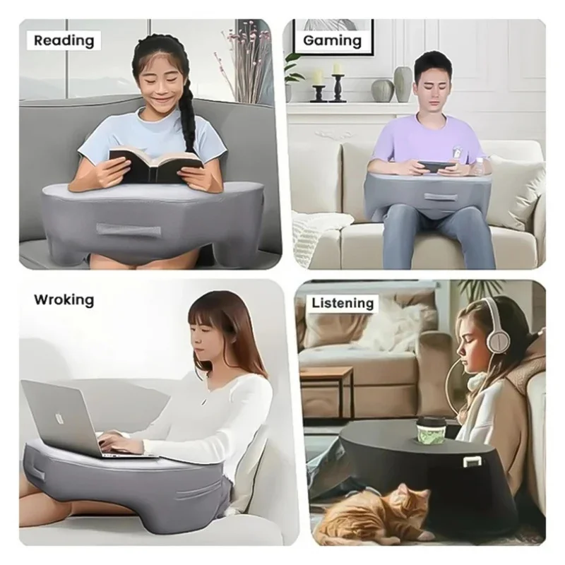 Solvath Gaming Sofa Pillow Lap Desk with Cup Phone Holder Laptop Support Large Pockets Comfort for Work Gaming