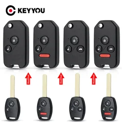 KEYYOU-carcasa para llave de coche, 2/3/4 botones para Honda Accord 2006-2011 CRV 2018 Pilot Fit, control remoto modificado