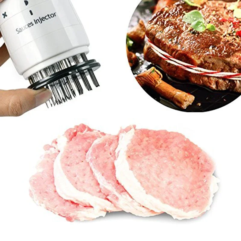 2-in-1 Professional Meat Tenderizer Marinade Injector BBQ Meat Steak Beef Sauce Tenderizer with Stainless Steel Needle