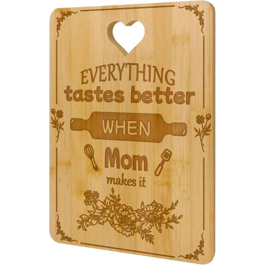 

Gts for Mom - "Recipe for a Special Mother" Persolized Cutting Board Set Mother Birthday Gts Bamboo-Made Engraved Utensil Set B