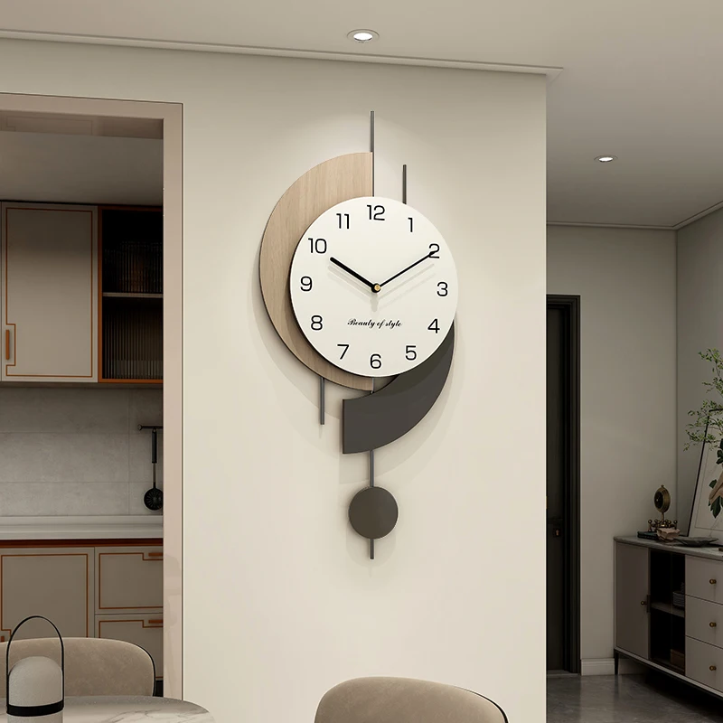 Wooden Mute Clock Wall Clock Living Room Modern Simple Creative Clock Household 2024 New Restaurant Wall Clocks Nordic