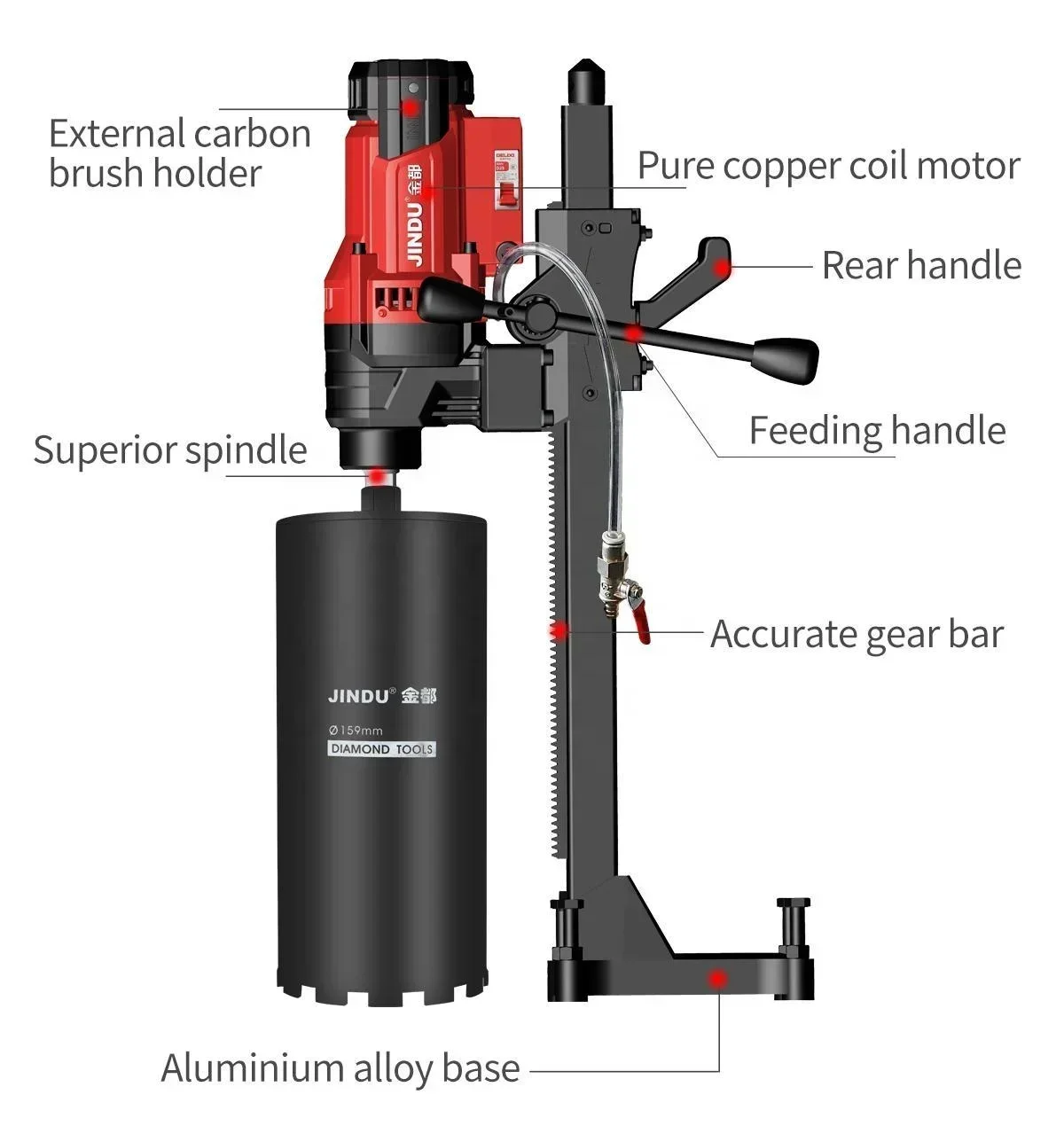 

Jindu CF-9200 new generation 8" 200MM 3000W high power high speed core drill machine