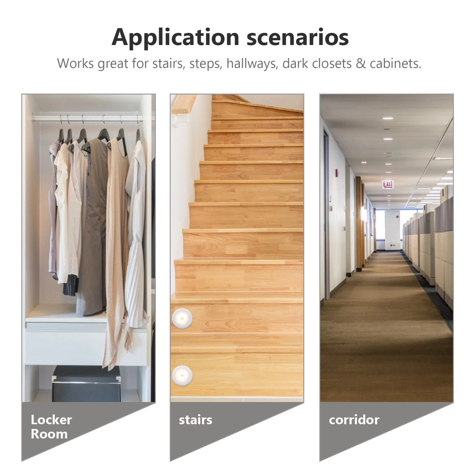 Motion Sensor Lamp Human Sensing Night Light Operated for Hallway Closet Stair Kitchen Bathroom Bedroom