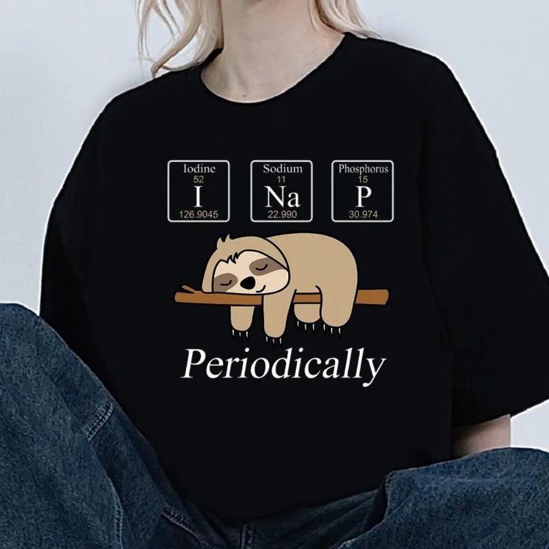 

Periodic table of elements Sloth T Shirt Women Couple Combination Clothes Short Sleeve Collar Fashion Man Cotton