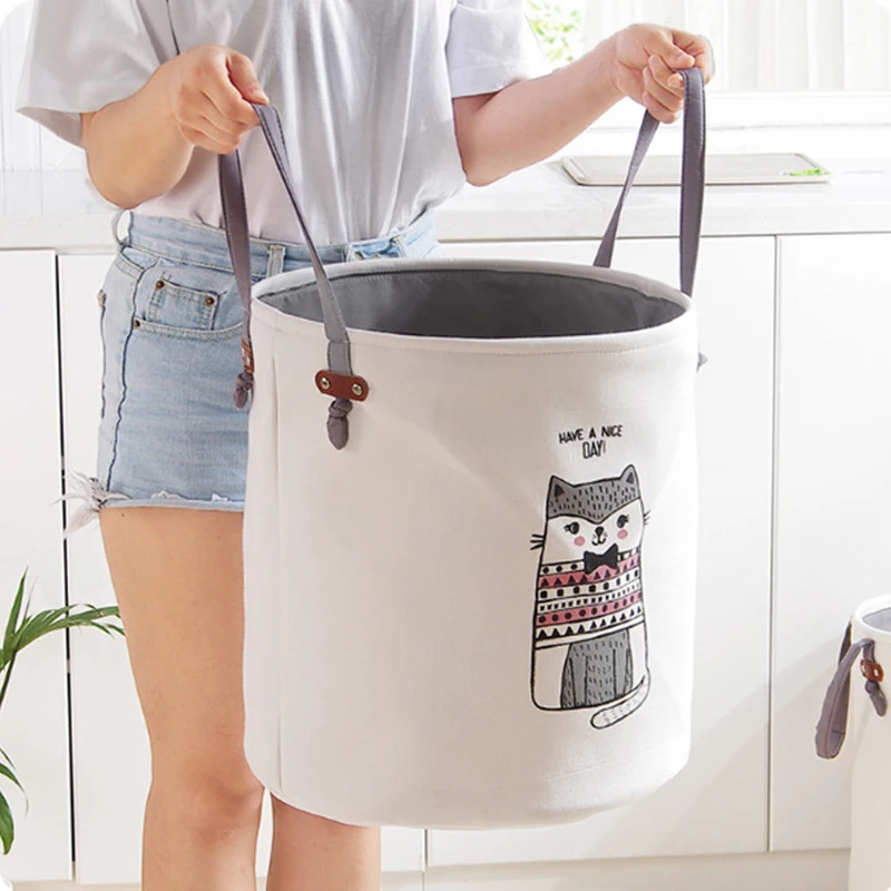 Washing Dirty Clothes Laundry Basket Thicken Canvas Baby Toy Hamper Bin Storage Bag Box Fabric Waterproof Laundry Folding Bag