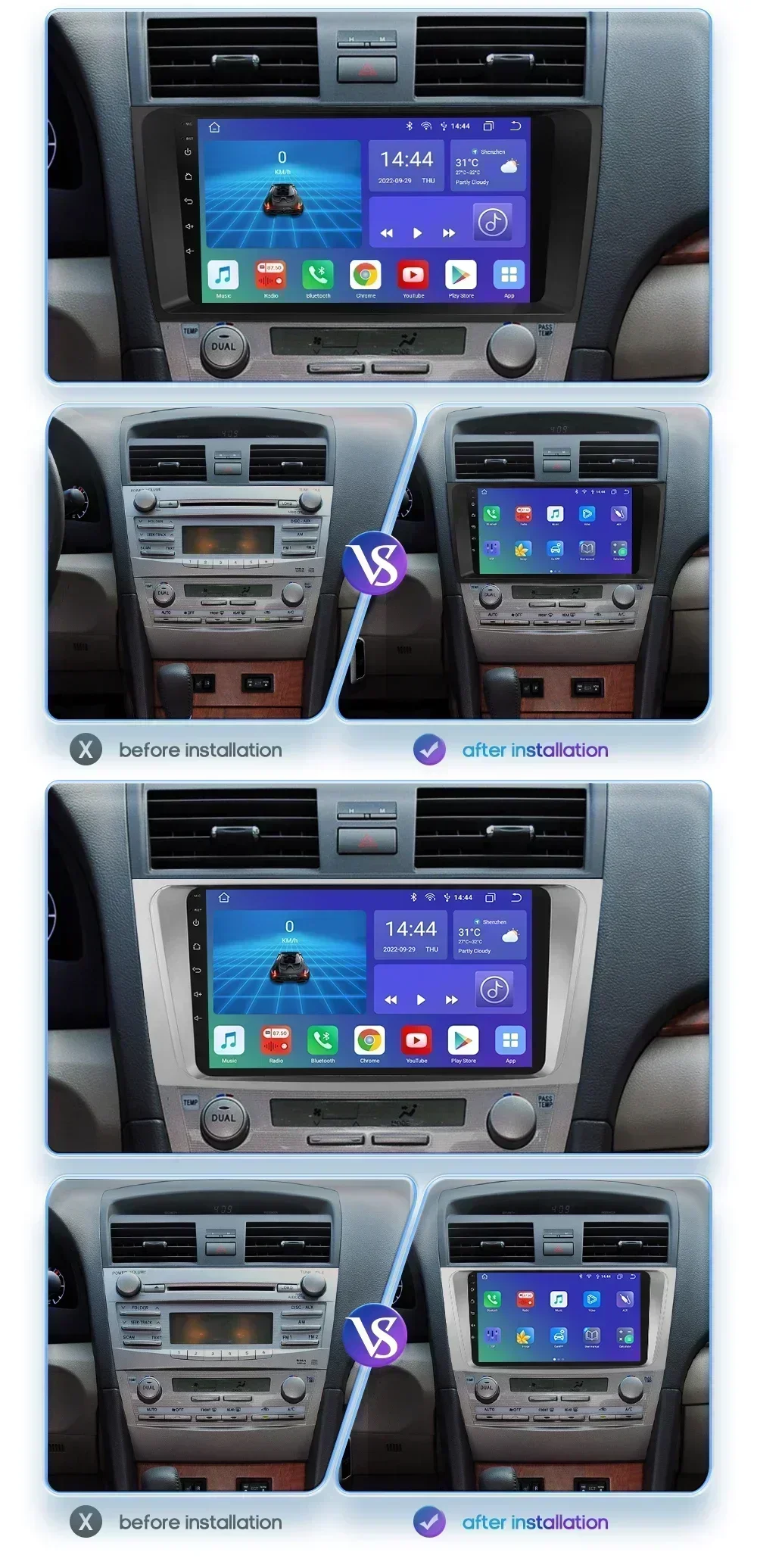 Hizpo Android 13 AI Voice Radio samochodowe Auto Multimedia Dla Toyota Camry 2007-2011 Aurion 2006-2011 Carplay 4G 2din GPS Autoradio BT