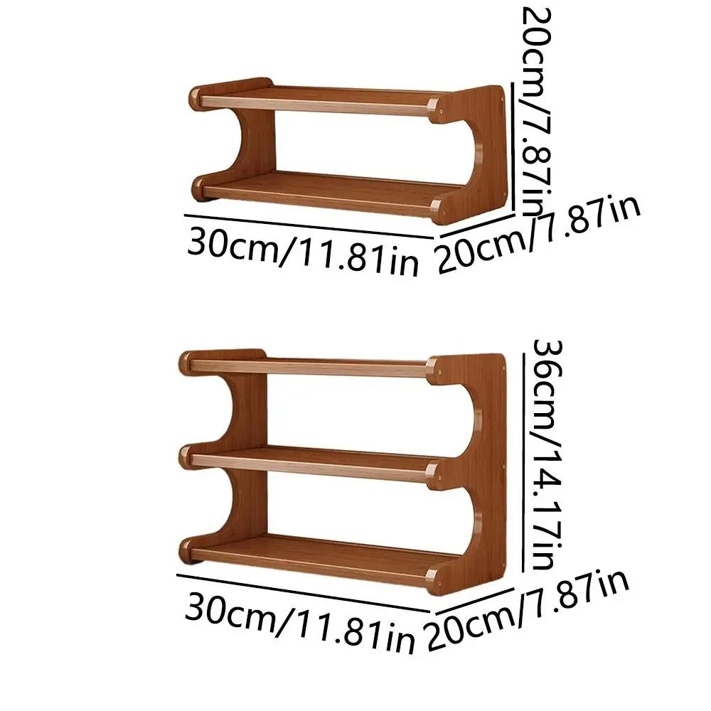 2/3 Tiers Desktop Storage Rack Compact Space-saving Desk Bookshelf Easy-to-assemble Multi-functional Wood Tabletop Stand