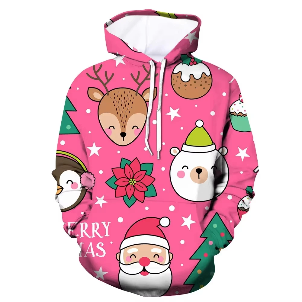 الخريف والشتاء ملابس رجالية ثلاثية الأبعاد مطبوعة عيد الميلاد نمط الرجال هوديي الرجال فضفاضة عادية المتضخم طفل هوديي المرأة هوديي