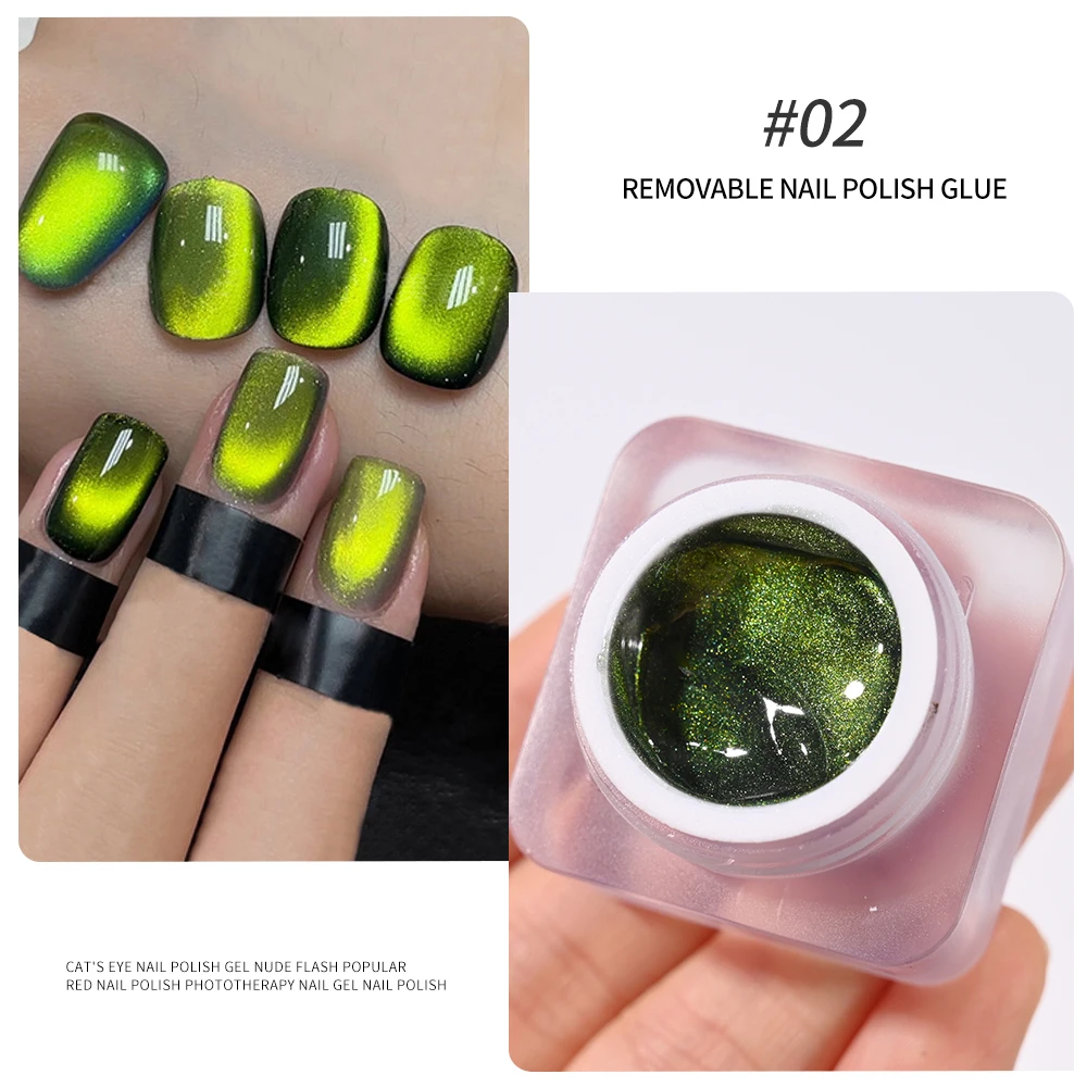 Sparkling Water Light Cat Eye Gel Semi Permanent Soak Off green Ice Crystal Holographic Cat Eye Gel Nail Polish Uv Light Gel #