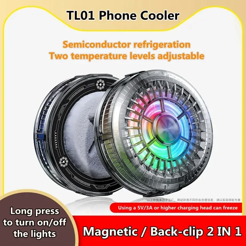 

2024 NEW TL01 Mobile Phone Semiconductor Magnetic / Back-clip 2 in 1 Freeze Cooling Radiator for IPhone Android PUBG Game Cooler