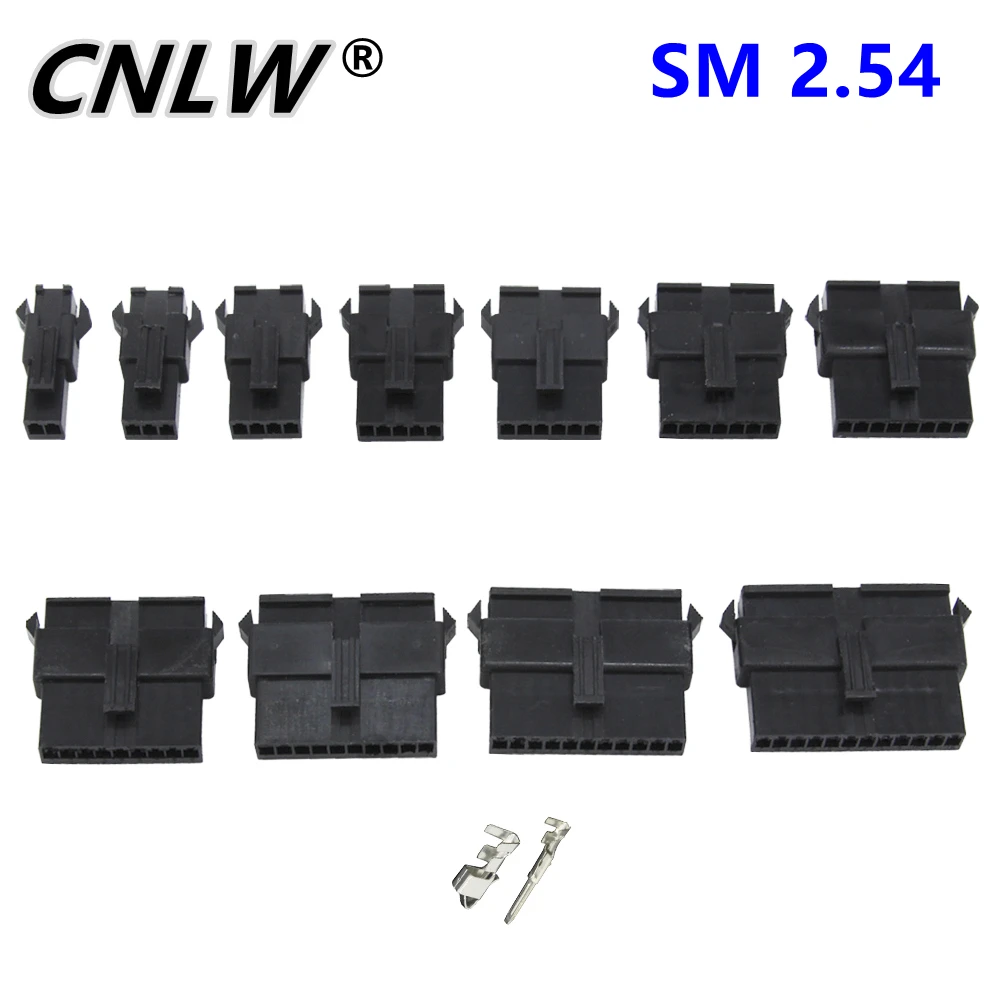 

100 Sets 2/3/4/5/6/7/8/9/10/11/12Pin SM2.54 Series Multipole Connector Plug, with Ternimal Male and Female