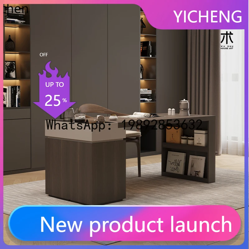 

W7- solid wood tea table Italian minimalist home desk tea table kettle integrated living room dining table