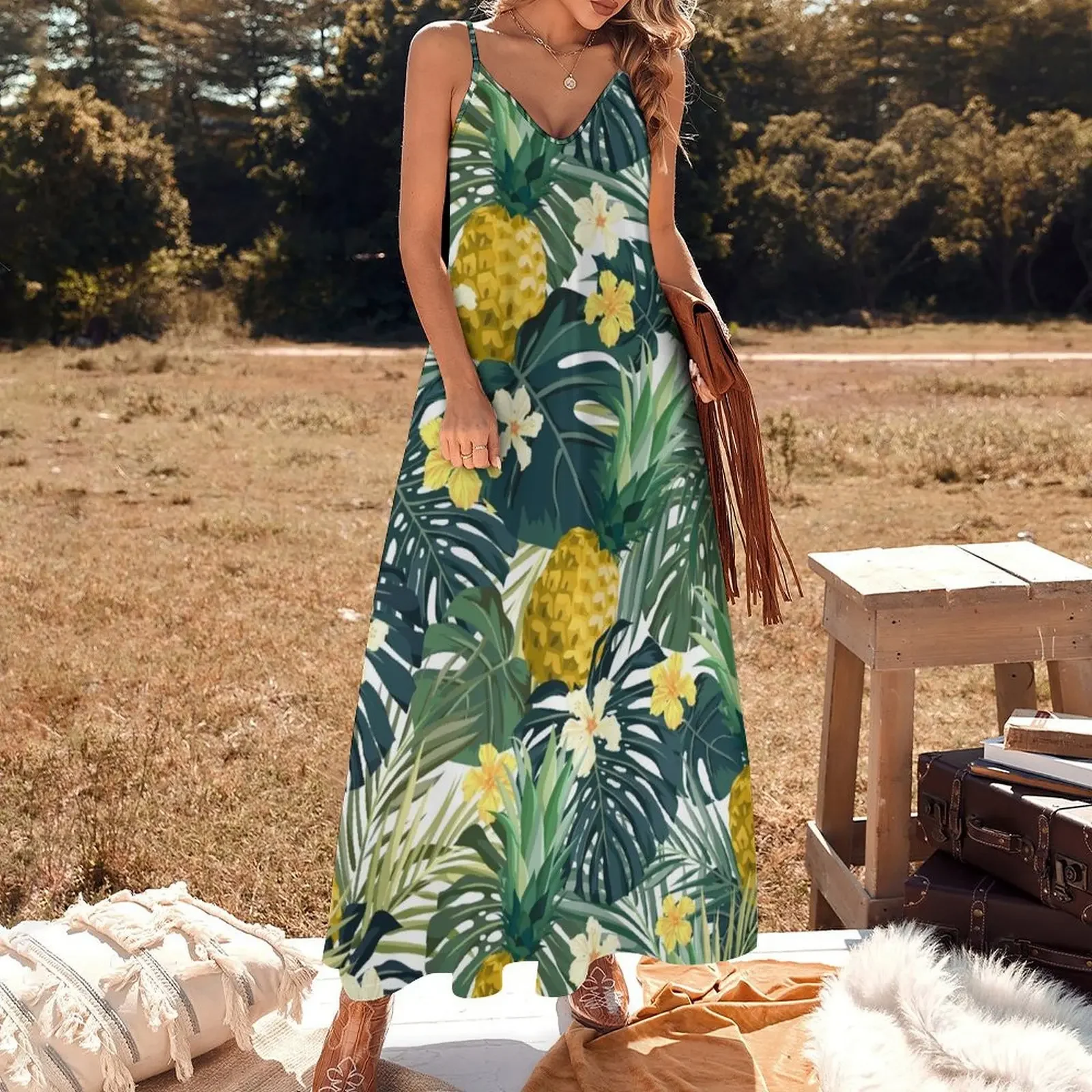 Light pineapple Sleeveless Dress clothing women summer 2024 dresses for women