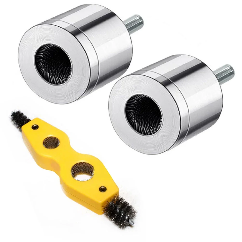 Środek do czyszczenia rur miedzianych ze szczotką akumulatorową 4w1 podwójna głowica do wiertarki 15 + 22mm czyszczenie instalacji hydraulicznych metalowa rura akcesoria do szczotek akumulatorowych