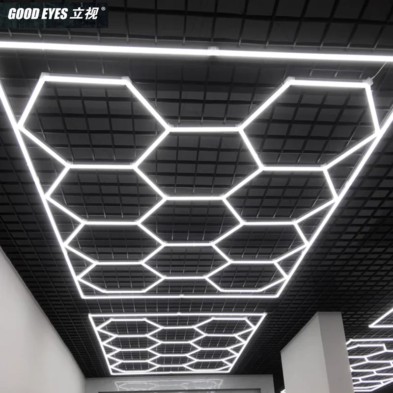 Imagem -02 - Hex Grid Light System Hexagon Lights Garage Led Detalhando Trabalho Light Led Tubos para Car Workshop Honeycomb Auto Detalhamento Livre 14