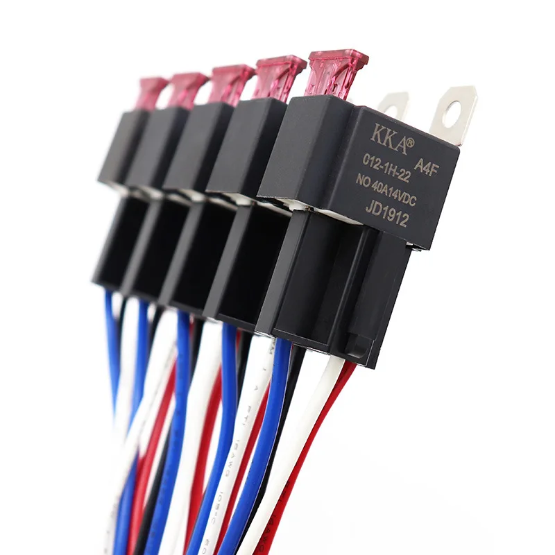 5 sztuk przekaźnik bezpiecznikowy samochodu przekaźnik samochodowy sterowanie obwodem 40A 12 V/24 V JD1912 miedziany terminal Auto przekaźnik wiązka przewodów