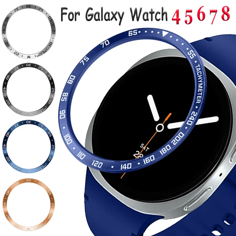Metallrahmenring für Samsung Galaxy Watch 8 7 6 5 4 44mm 40mm Zeit-/Geschwindigkeitsskala-Rahmen Schutzring für Galaxy 8 6 Classic 46mm