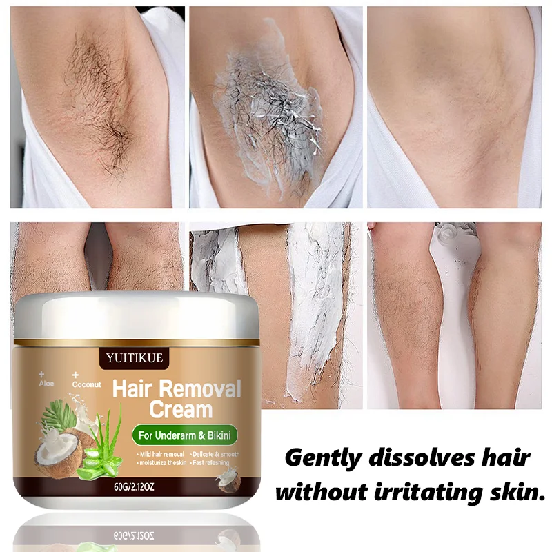 Yuitikue Underarm & Bikini Hair Removal Cream, 60g Aloe & Coconut Infused Hair Remover for Delicate & Smooth Skin, Moisturizing view 5