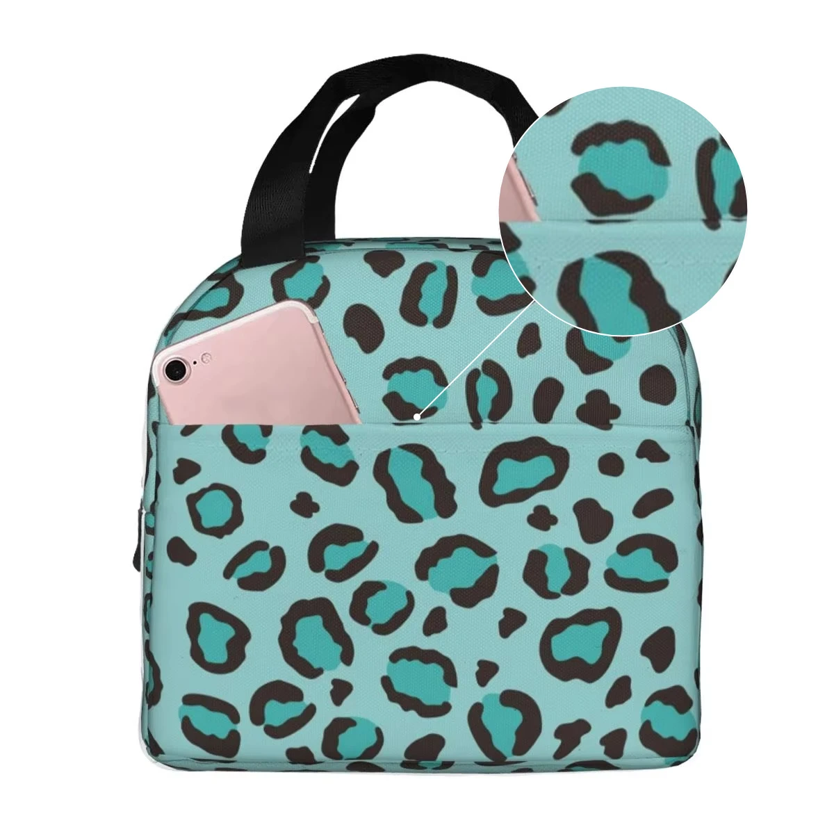 Cool Turquoise Blue Leopard Print Cheetah Insulated Lunch Bag for Women Office Cooler Thermal Food Box Tote Lunch Boxes