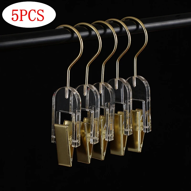 

5pcs Transparent Hooks Clothing Store Wardrobe Acrylic Bra Clips Crystal Socks Scarf Hook Clothes Hanger Hook Pants Rack