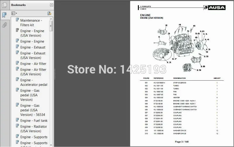 AUSA Forklift Spare Parts Catalog and Service Manual