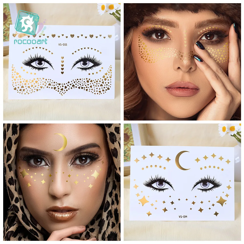 Facial Sparkling Freckles Gold Multi Color Waterproof  Sparkling Freckle Makeup for Women's Carnival, Concert Party, Dance Party