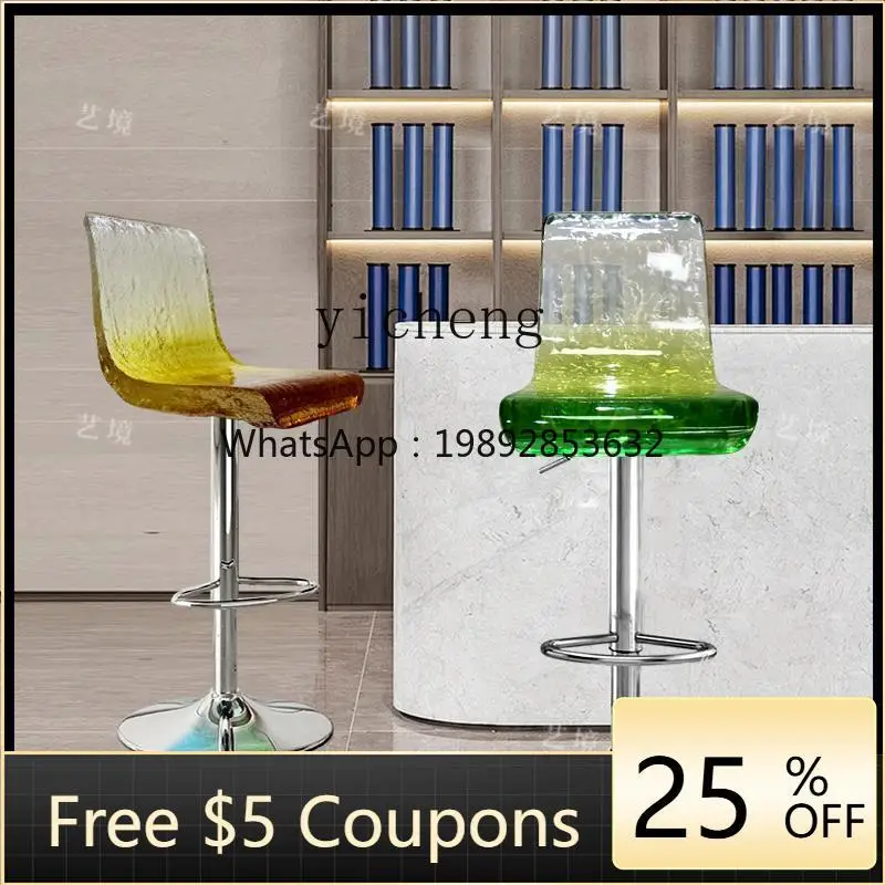 H3-27 Bar Chair Modern Simple Furniture Transparent Resin High Stool Home Bar Front Desk Lifting Chair