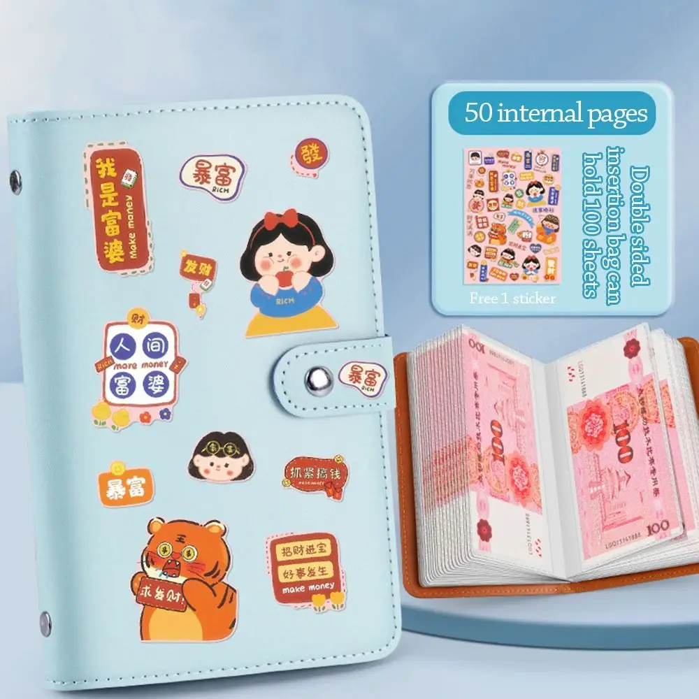 Get Rich Overnight 100 Envelopes Money Saving Challeng PU Save Money Mini Binder Savings Challenge Large Capacity Waterproof