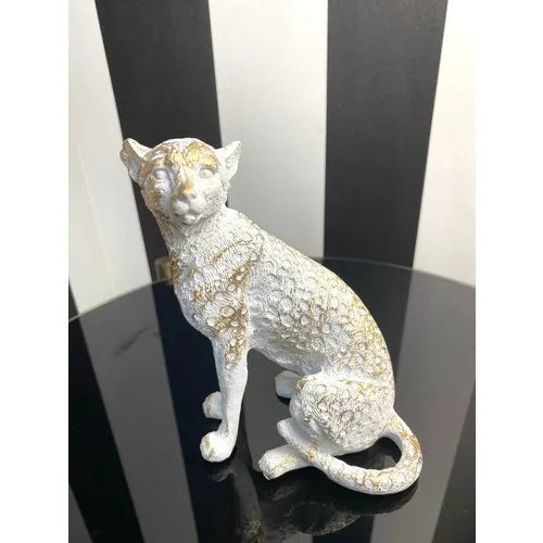 Cheetah Bust Trinket White Sculpture