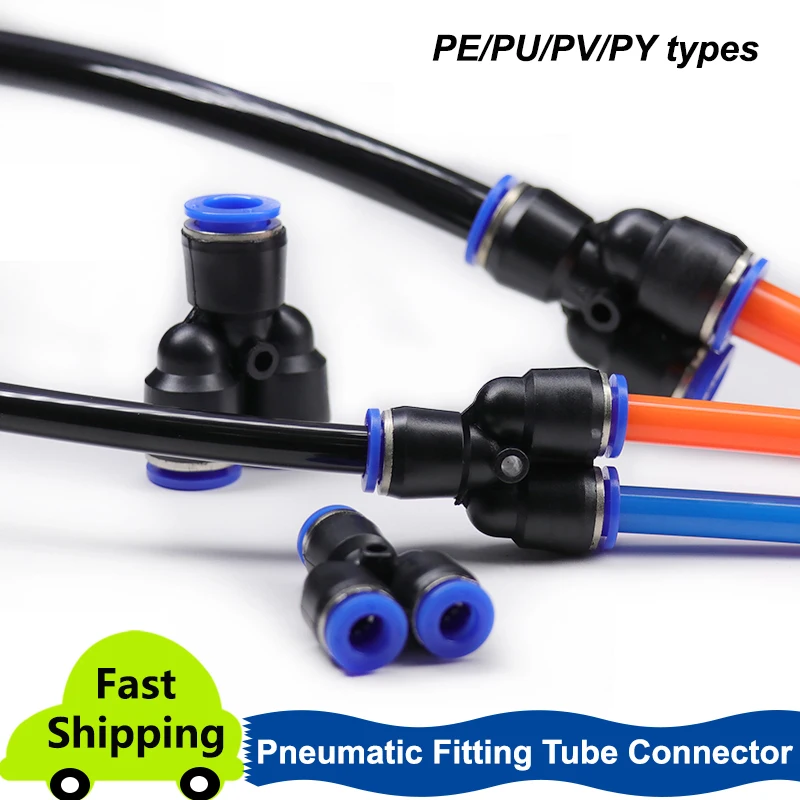 

1~30pcs Pneumatic Fittings PY/PU/PV/PE Series Connector Air Quick Water Pipe Push In Hose OD4mm~16mm Plastic Tube Connectors