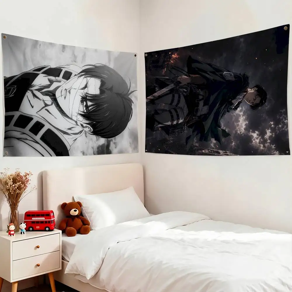 Levi Ackerman Attack on Titan Flags Wall Hanging Tapestry Outdoor Garage Room Decorative flag Background Blanket