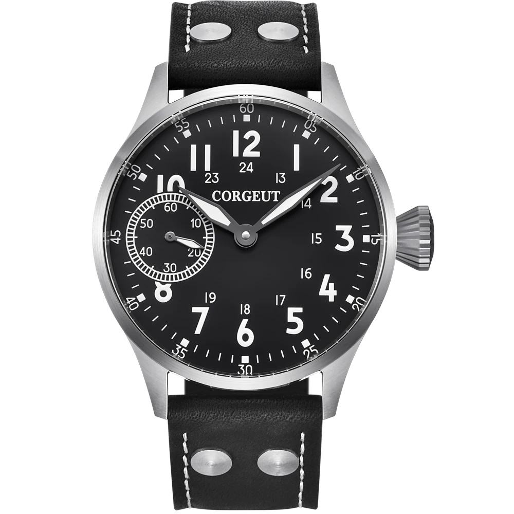 Corgeut Men Hand Mechanical Watch Military Sport Swim Leather Cowhide Strap Waterproof Luminous Wrist Watches2017