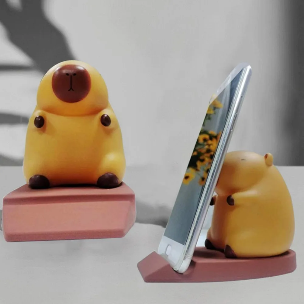 Figure Model Capybara Phone Holder PVC Doll Support Capybara Mobile Phone Stand Animal Desk Decor Capybara Cell Phone Bracket