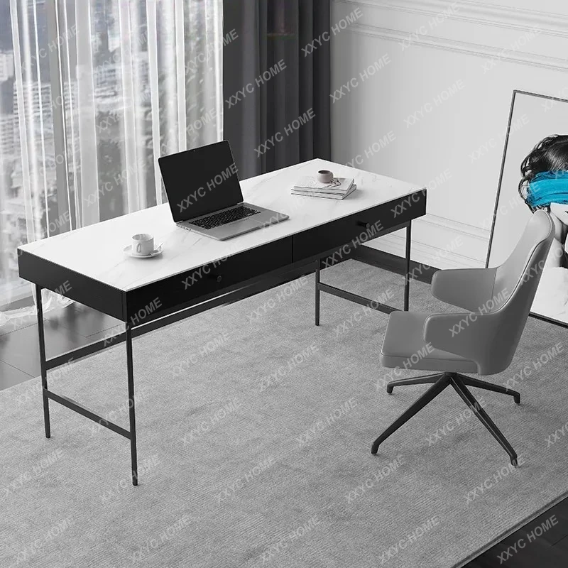 

Минималистичный стол из каменной плиты для небольшой квартиры, простой письменный стол из массива дерева