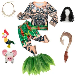 Erkek kostüm kıyafetler Set Leaf Tattoo dövme Cosplay cadılar bayramı giyinmek uzun kollu giysi ile yaprak etekler