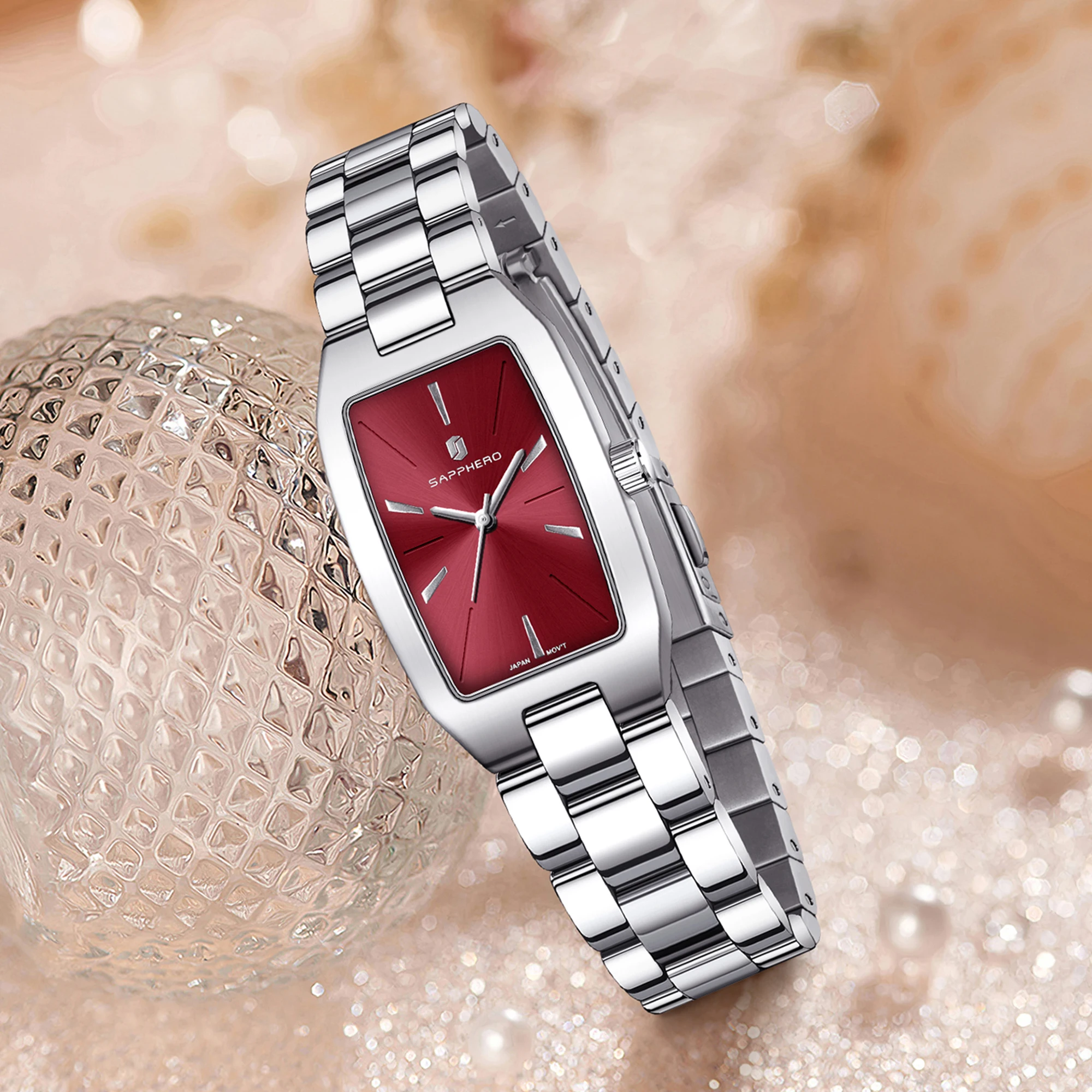 SAPPHERO Fashion Women's Watch Ultra Thin Stainless Steel Quartz Watch For Women Silver Strap Seiko Movement Exquisite Gift Box