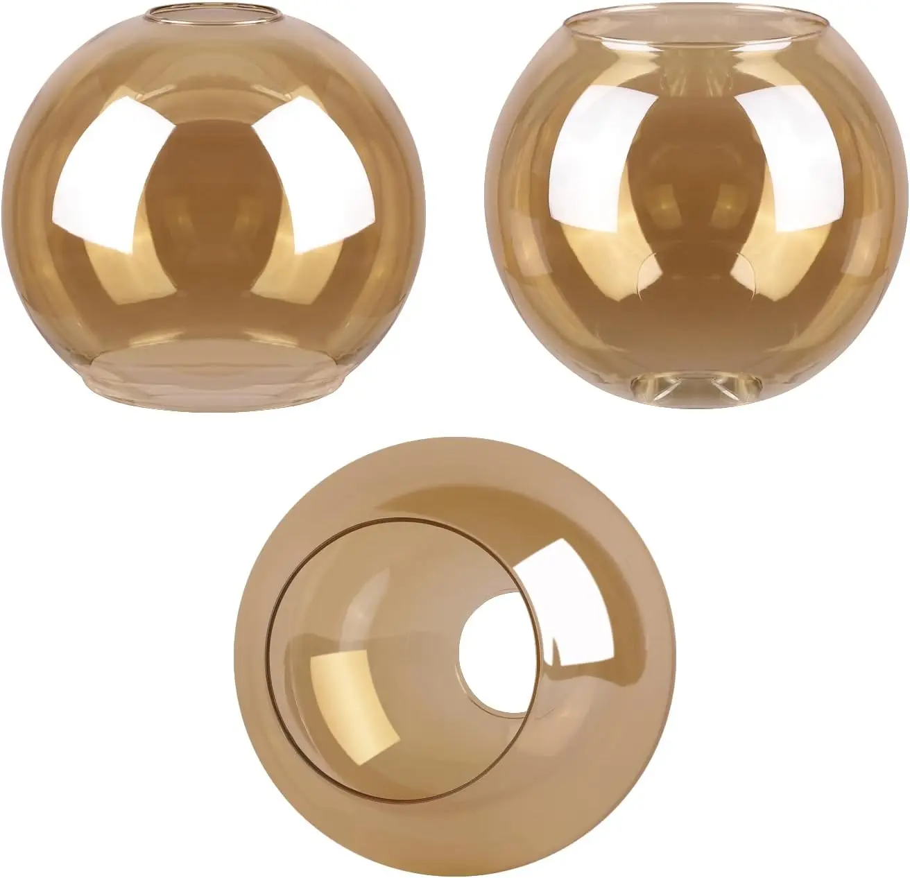 

3 Pack Amber Glass Globe Shade Fixture Replacement, 5.11 Inch Diameter, E26 Base 1-5/8 Inch Fitter, Glass Globe Lampshad