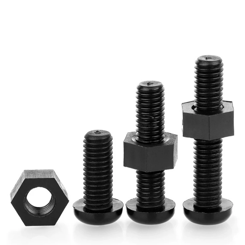 M2 M2.5 M3 M4 M5 M6 M8 tuerca de tornillo de nailon negro combinación cabeza redonda perno cruzado tornillo de aislamiento de plástico