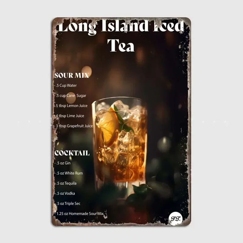 Long Island Iced Tea  Elf Bar Tin Metal Wall Plaque - Vintage Artistic Sign - Modern Aesthetic Art Poster