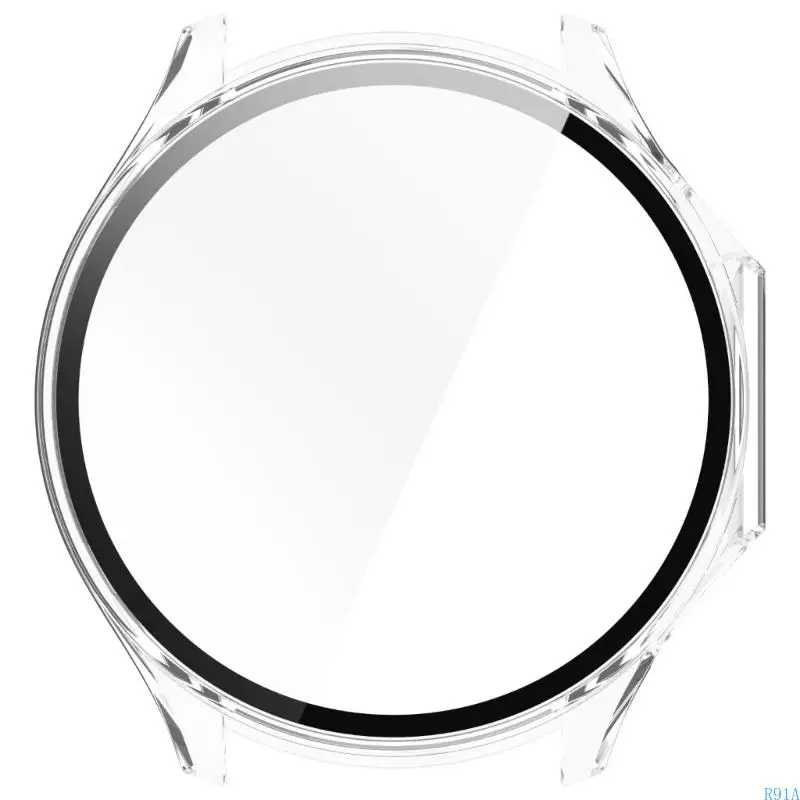 Case reloj R91A con película vidrio templado para ver 3 protectores Portada pantalla Protector Película Smartwatch