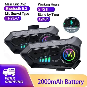 1/2 יחידות אינטרקום אלחוטי לקסדת אופנוע בלוטות' אינטרקום 2000mAh מוטו ווקי טוקי Y10 2x