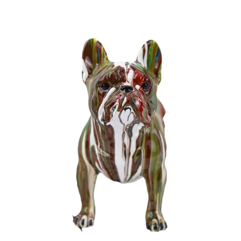 Modern creative color bulldog resin handicraft ornament home living room bedroom office decoration